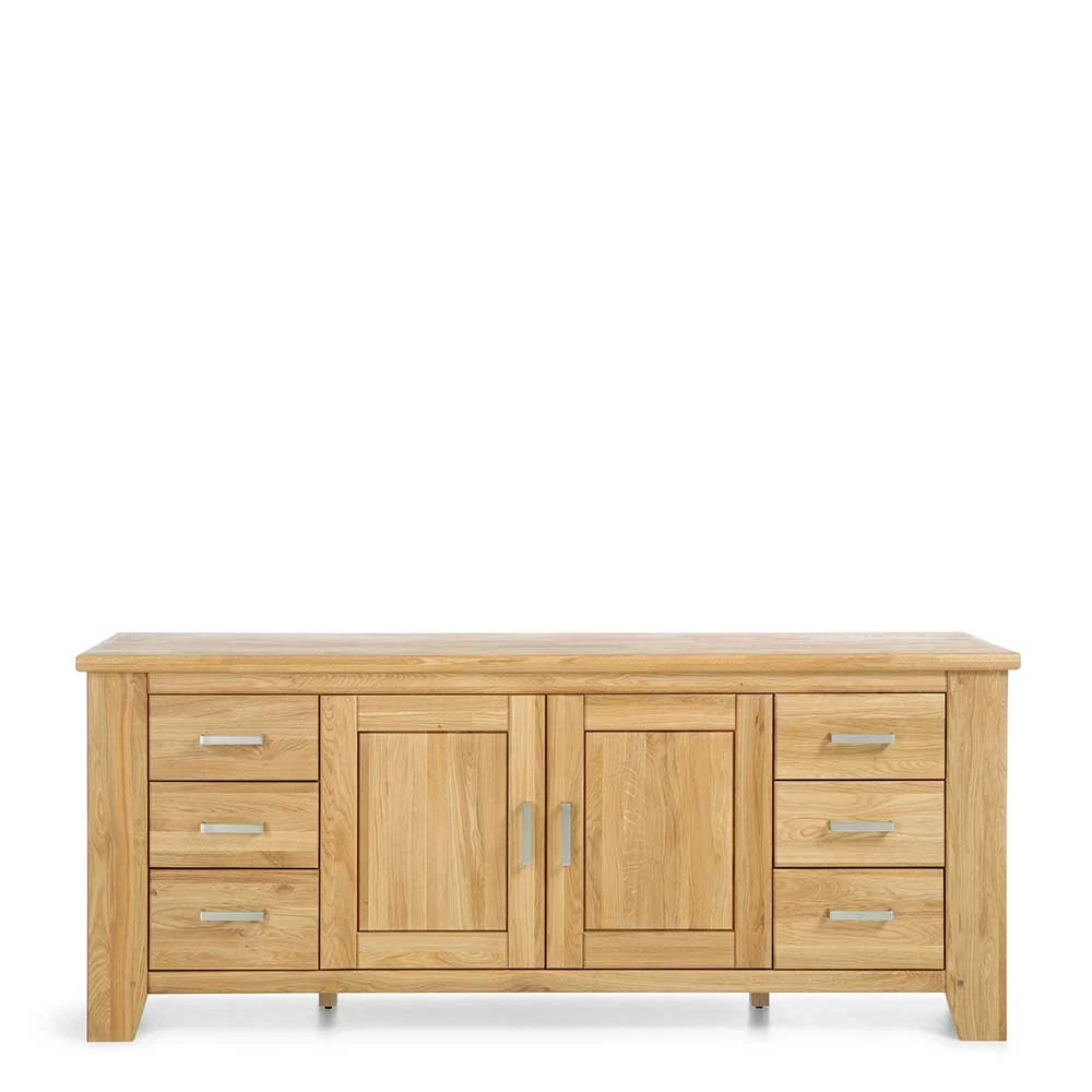Modernes Wildeiche Sideboard massiv - Miarizia Modernes Wildeiche Sideboard Massiv - Miarizia -Landuva Shop modernes wildeiche sideboard massiv mit metallgriffen 202x85x47 cm miarizia 02