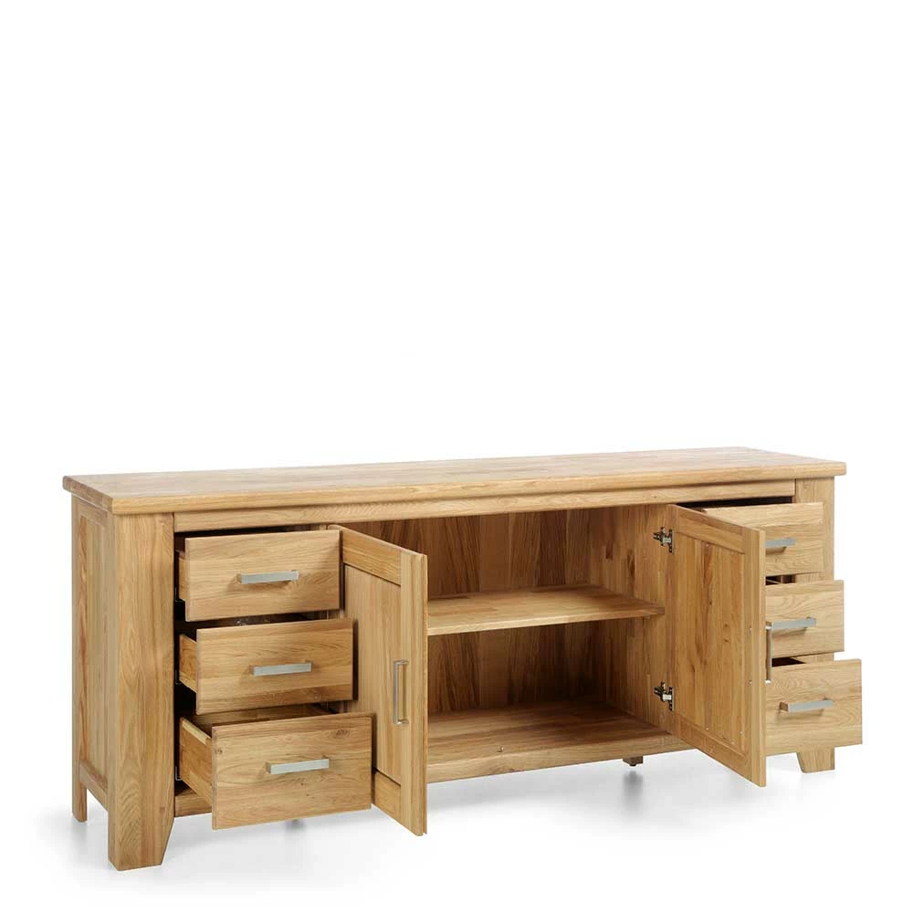 Modernes Wildeiche Sideboard massiv - Miarizia Modernes Wildeiche Sideboard Massiv - Miarizia -Landuva Shop modernes wildeiche sideboard massiv mit metallgriffen 202x85x47 cm miarizia 03