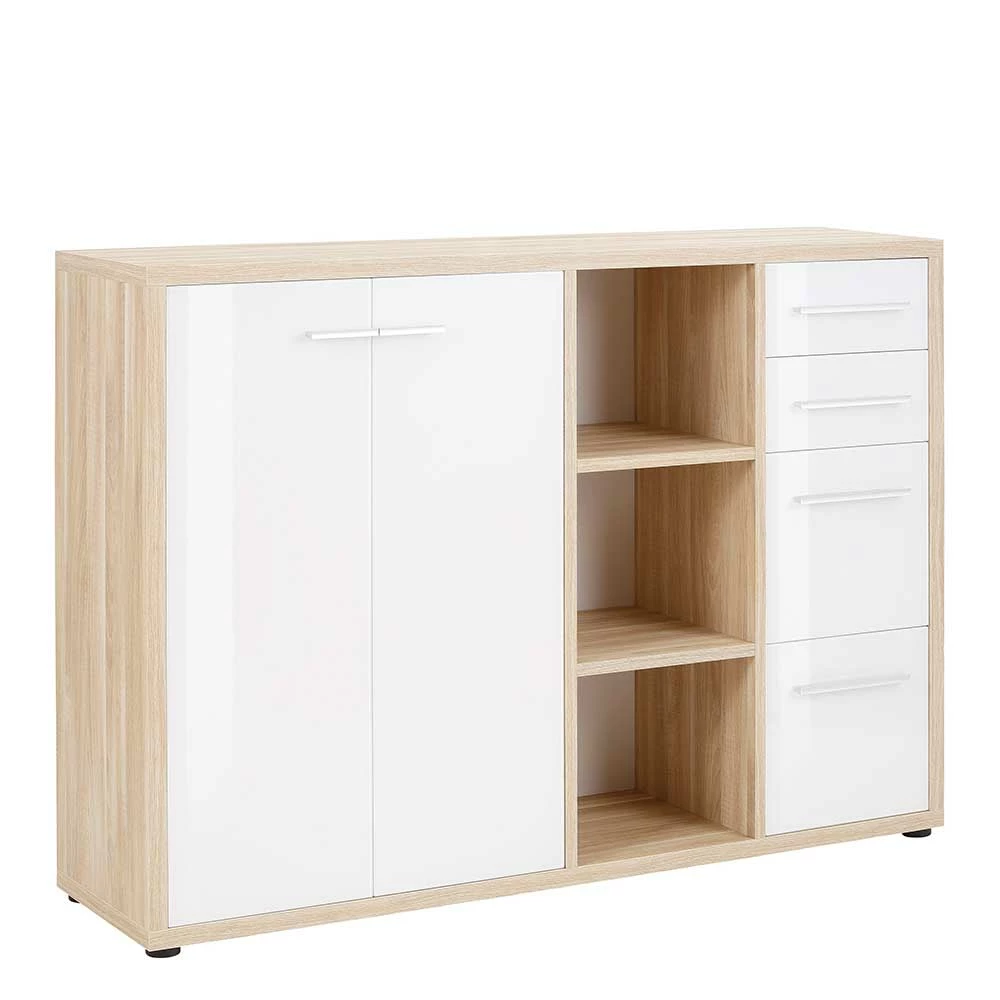 Niedriger Aktenordnerschrank in Weiß & Eiche - Xedno Niedriger Aktenordnerschrank In Weiß & Eiche - Xedno -Landuva Shop niedriger aktenordnerschrank in weiss eiche made in germany