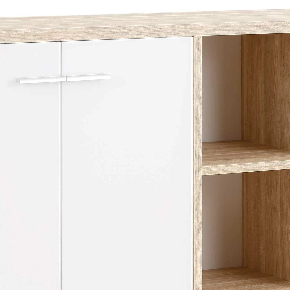 Niedriger Aktenordnerschrank in Weiß & Eiche - Xedno Niedriger Aktenordnerschrank In Weiß & Eiche - Xedno -Landuva Shop niedriger aktenordnerschrank in weiss eiche made in germany