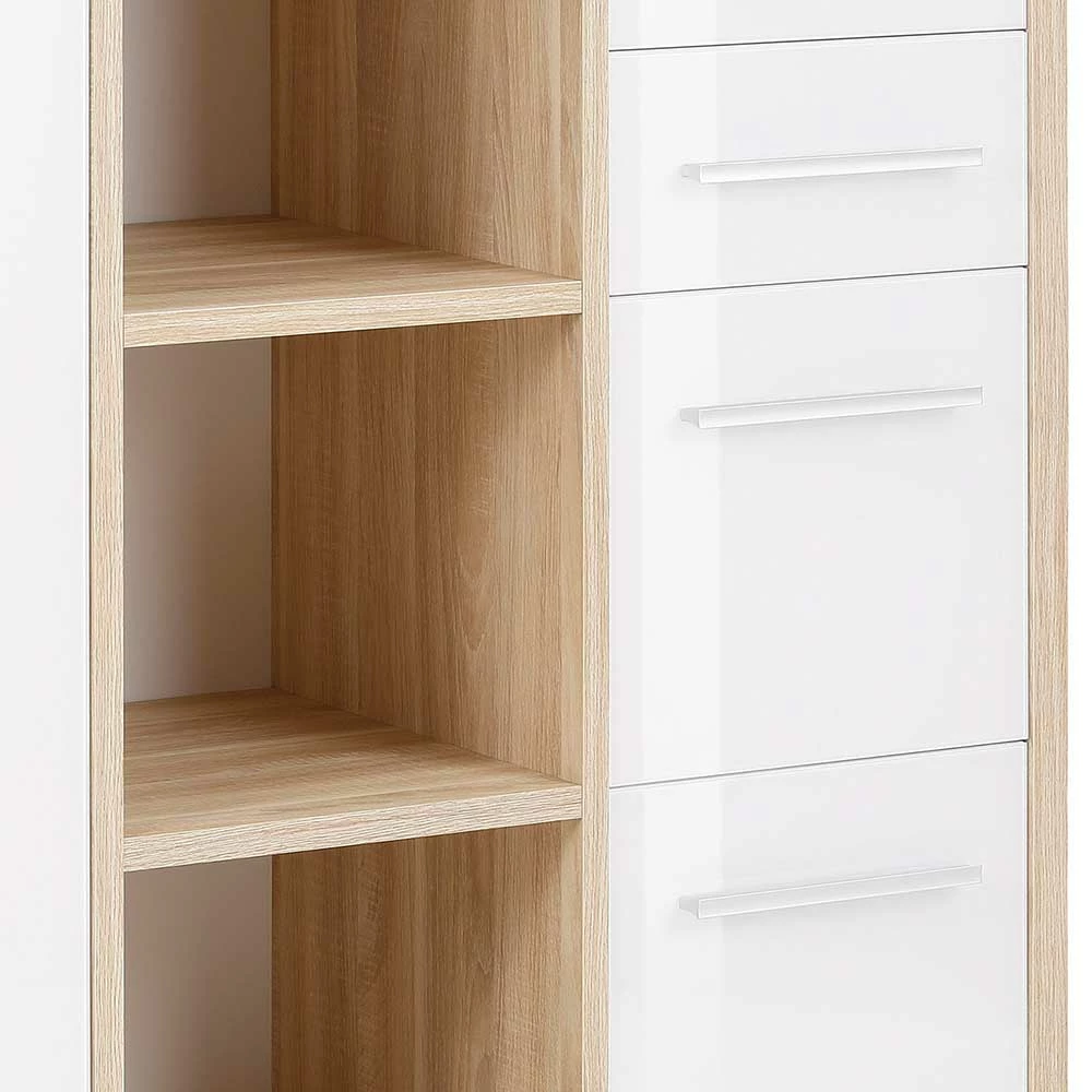 Niedriger Aktenordnerschrank in Weiß & Eiche - Xedno Niedriger Aktenordnerschrank In Weiß & Eiche - Xedno -Landuva Shop niedriger aktenordnerschrank in weiss eiche made in germany