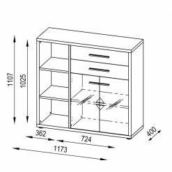 Niedriger Office Schrank Für Ordner - Xedno -Landuva Shop niedriger office schrank fuer ordner in grau glas eiche dekor xedno 04
