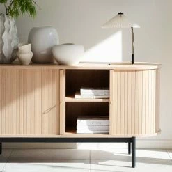 Ovale Kommode Im Skandi Design - Troyes -Landuva Shop ovale kommode im skandi design mit zwei tueren in white wash eiche schwarz troyes 03