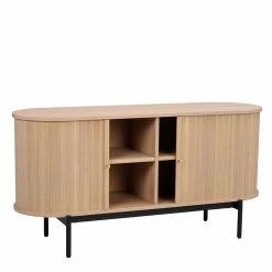 Ovale Kommode Im Skandi Design - Troyes -Landuva Shop ovale kommode im skandi design mit zwei tueren in white wash eiche schwarz troyes 04