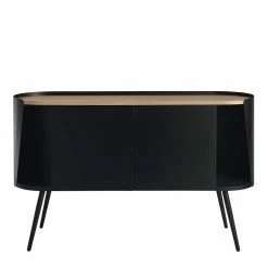 Ovales Design-Sideboard In Schwarz - Ezaja 4 Ovales Design-Sideboard In Schwarz - Ezaja -Landuva Shop ovales design sideboard in schwarz mit eiche 2 tuerig 134x80x36 ezaja 02