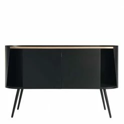 Ovales Design-Sideboard In Schwarz - Ezaja 5 Ovales Design-Sideboard In Schwarz - Ezaja -Landuva Shop ovales design sideboard in schwarz mit eiche 2 tuerig 134x80x36 ezaja 03