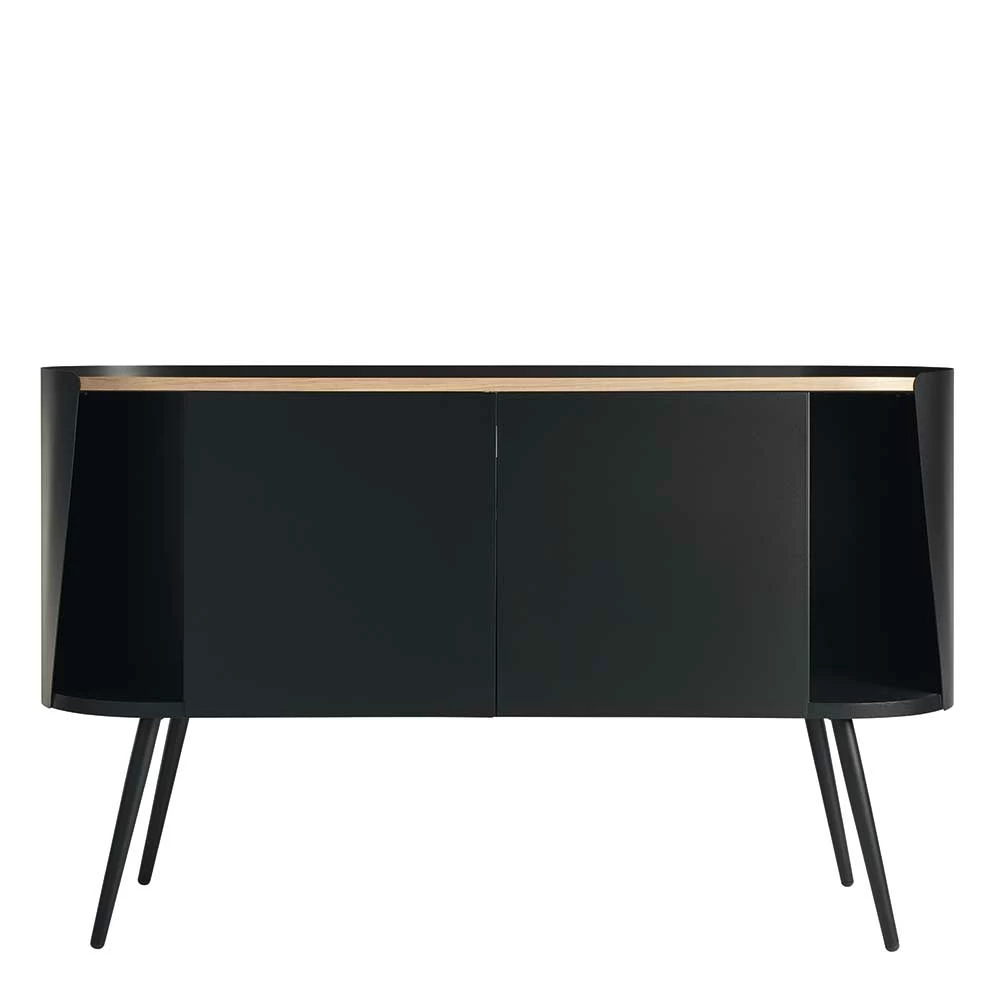 Ovales Design-Sideboard in Schwarz - Ezaja Ovales Design-Sideboard In Schwarz - Ezaja -Landuva Shop ovales design sideboard in schwarz mit eiche 2 tuerig 134x80x36 ezaja 03