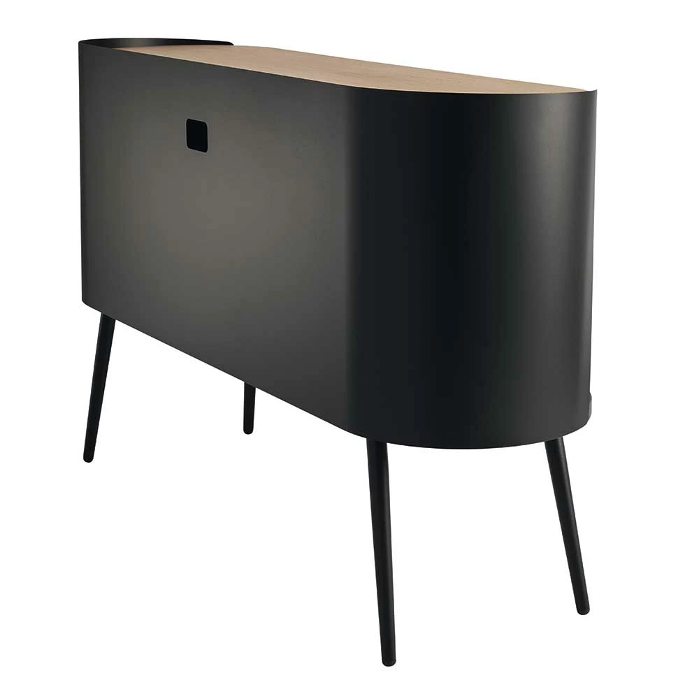 Ovales Design-Sideboard in Schwarz - Ezaja Ovales Design-Sideboard In Schwarz - Ezaja -Landuva Shop ovales design sideboard in schwarz mit eiche 2 tuerig 134x80x36 ezaja 04