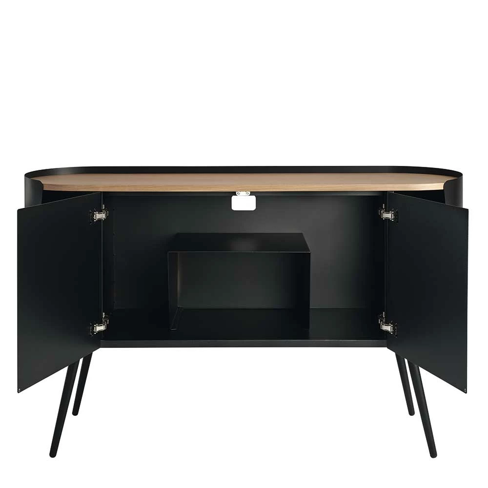 Ovales Design-Sideboard in Schwarz - Ezaja Ovales Design-Sideboard In Schwarz - Ezaja -Landuva Shop ovales design sideboard in schwarz mit eiche 2 tuerig 134x80x36 ezaja 05