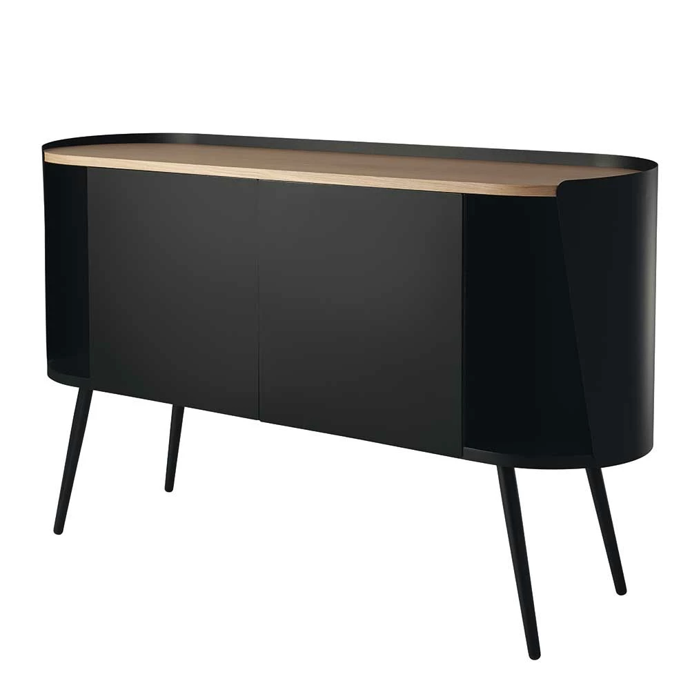 Ovales Design-Sideboard in Schwarz - Ezaja Ovales Design-Sideboard In Schwarz - Ezaja -Landuva Shop ovales design sideboard in schwarz mit eiche 2 tuerig 134x80x36 ezaja f
