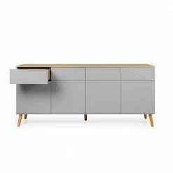 Push-2-Open Sideboard In Grau & Eichefarben Revanio 192cm Breit -Landuva Shop push 2 open sideboard in grau eichefarben 192cm breit revanio 02