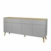 Push-2-Open Sideboard In Grau & Eichefarben Revanio 192cm Breit -Landuva Shop push 2 open sideboard in grau eichefarben 192cm breit revanio f