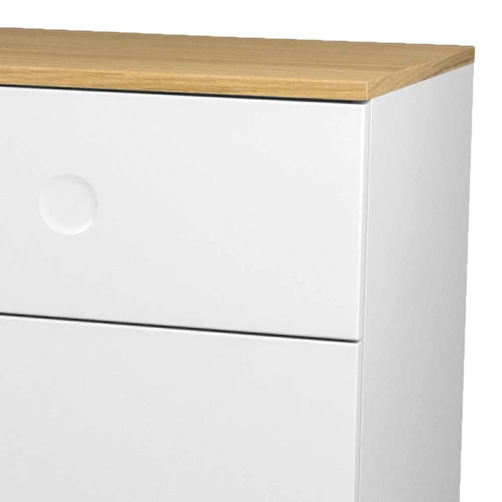 Retro Anrichte ohne Griffe Vudian in Weiß & Eiche Retro Anrichte Ohne Griffe Vudian In Weiß & Eiche -Landuva Shop retro anrichte ohne griffe in weiss eiche vudian 04