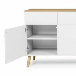 Retro Anrichte Ohne Griffe Vudian In Weiß & Eiche 6 Retro Anrichte Ohne Griffe Vudian In Weiß & Eiche -Landuva Shop retro anrichte ohne griffe in weiss eiche vudian 05