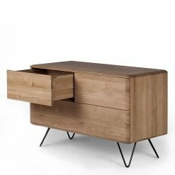 Retro Kommode In Eiche Bianco - Bakaras -Landuva Shop retro kommode in eiche bianco mit metallbeinen 120x75x40 bakaras 02