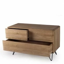 Retro Kommode In Eiche Bianco - Bakaras -Landuva Shop retro kommode in eiche bianco mit metallbeinen 120x75x40 bakaras 03