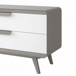 Retro Schubladen Kommode Aus Grauem Stahl - Verdia 4 Retro Schubladen Kommode Aus Grauem Stahl - Verdia -Landuva Shop retro schubladen kommode aus grauem stahl weissem kunstleder verdia 02