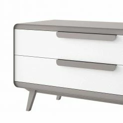 Retro Schubladen Kommode Aus Grauem Stahl - Verdia 5 Retro Schubladen Kommode Aus Grauem Stahl - Verdia -Landuva Shop retro schubladen kommode aus grauem stahl weissem kunstleder verdia 03