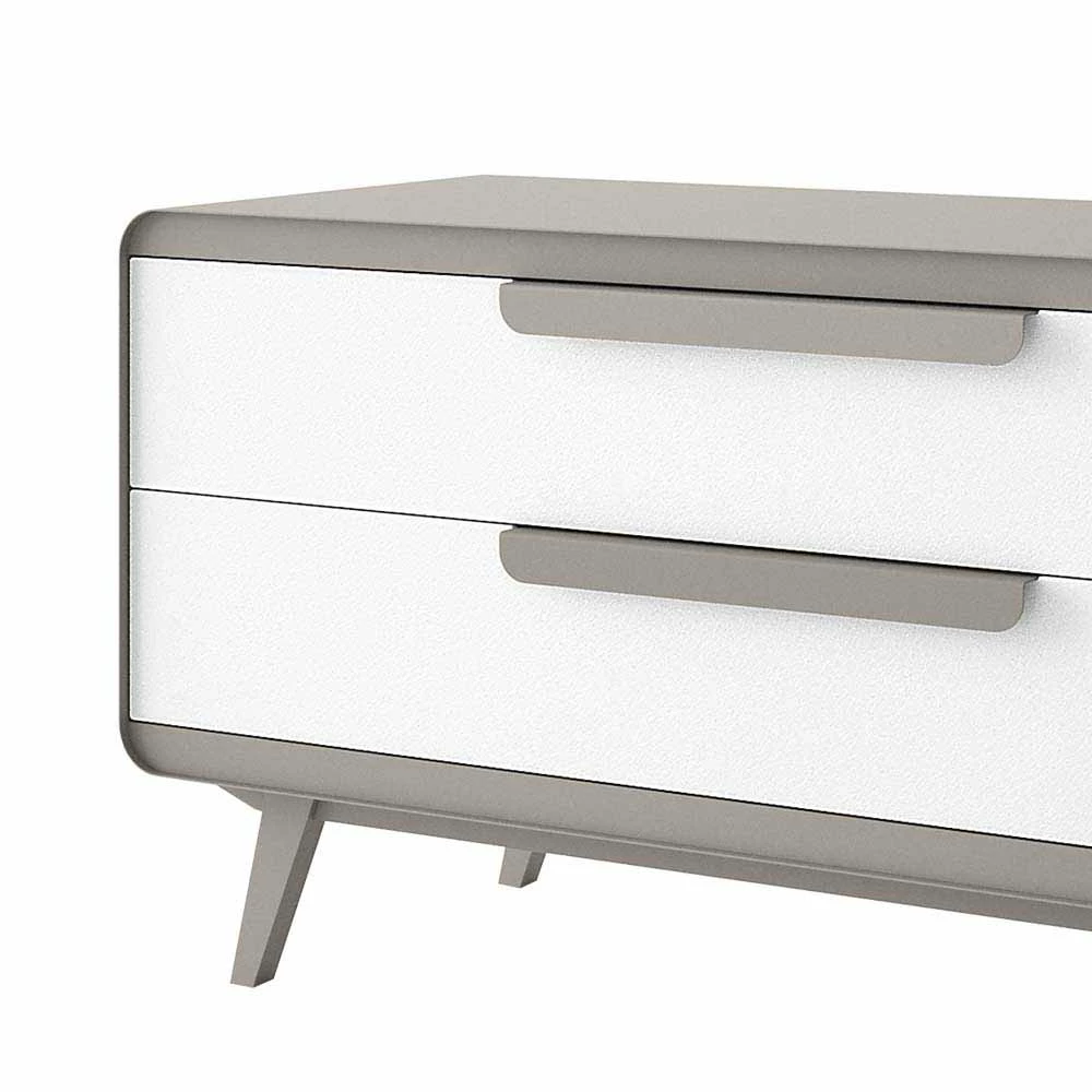 Retro Schubladen Kommode aus grauem Stahl - Verdia Retro Schubladen Kommode Aus Grauem Stahl - Verdia -Landuva Shop retro schubladen kommode aus grauem stahl weissem kunstleder verdia 03