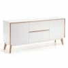 Retro Sideboard Belice In Weiß Und Eiche Massiv -Landuva Shop retro sideboard weiss und eiche massiv 2 tuerig und zwei schubladen 160cm breit belice 01
