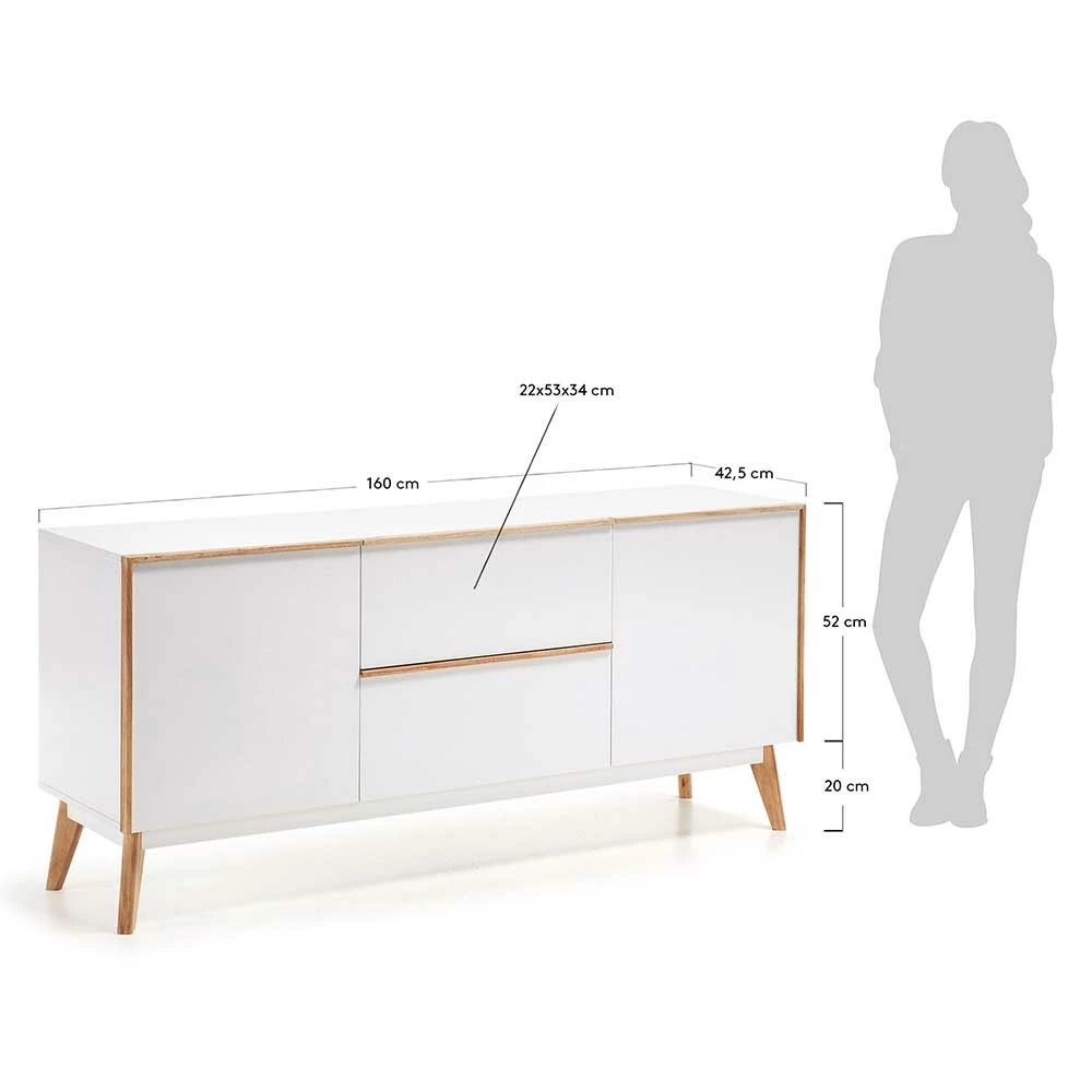 Retro Sideboard Belice in Weiß und Eiche massiv Retro Sideboard Belice In Weiß Und Eiche Massiv -Landuva Shop retro sideboard weiss und eiche massiv 2 tuerig und zwei schubladen 160cm breit belice 05