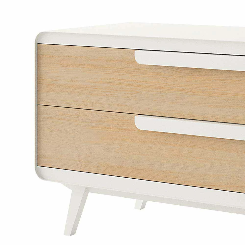 Retro Stahl Kommode in Weiß - Truridia Retro Stahl Kommode In Weiß - Truridia -Landuva Shop retro stahl kommode in weiss mit eiche dekor 130x67x51 cm truridia 03