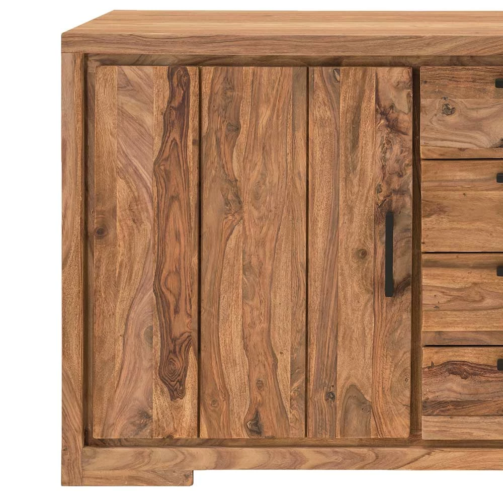 Rustikales Sheesham Sideboard 2-türig - Asmadova Rustikales Sheesham Sideboard 2-türig - Asmadova -Landuva Shop rustikales sheesham sideboard 2 tuerig 4 schubladen asmadova 02
