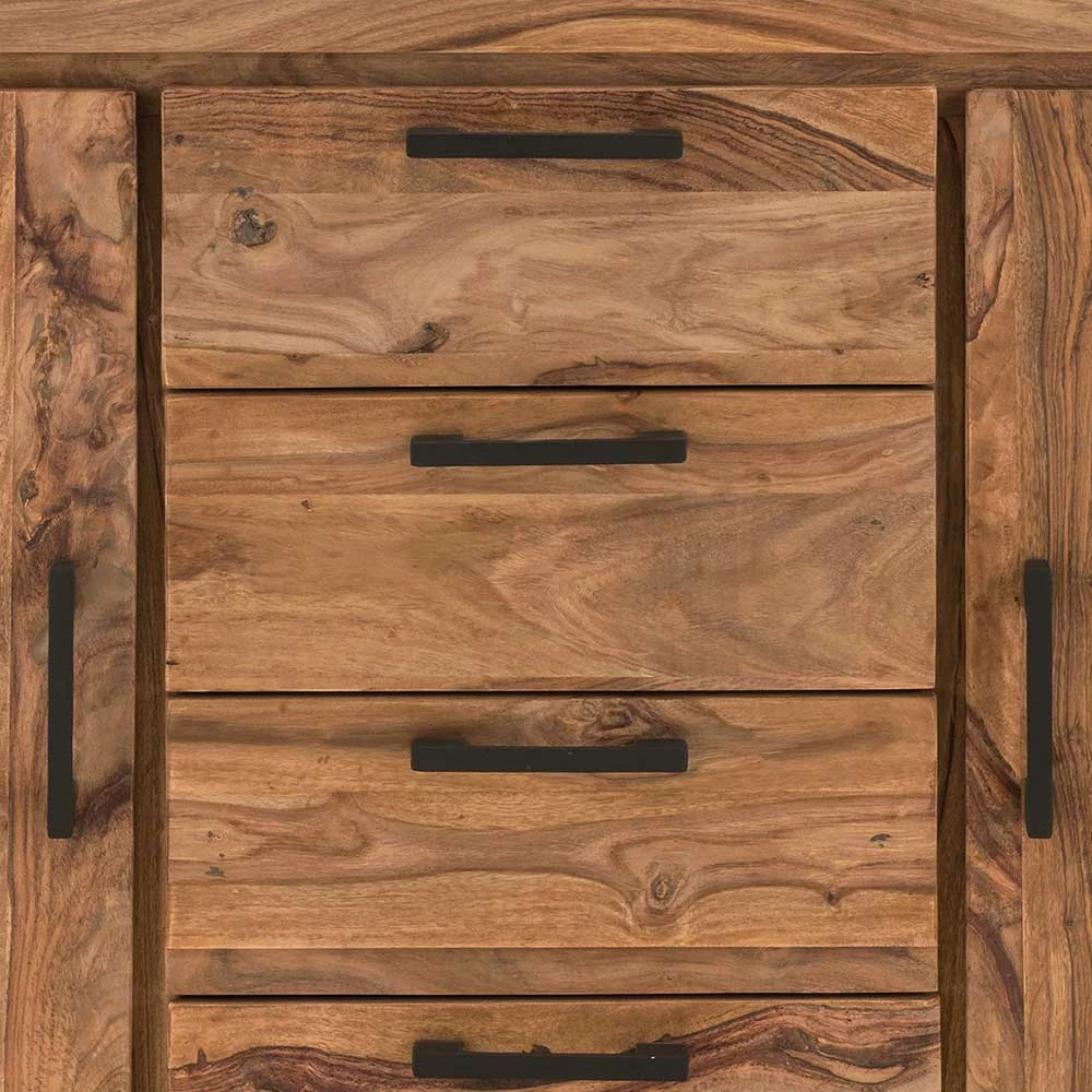 Rustikales Sheesham Sideboard 2-türig - Asmadova Rustikales Sheesham Sideboard 2-türig - Asmadova -Landuva Shop rustikales sheesham sideboard 2 tuerig 4 schubladen asmadova 03