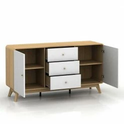 Scandi Kombikommode In Weiß & Natur - Jendren 4 Scandi Kombikommode In Weiß & Natur - Jendren -Landuva Shop scandi kombikommode in weiss natur aus mdf guenstig kaufen jendren 02
