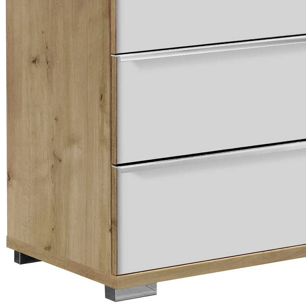 Schlafzimmer Kommode mit vier Schubladen - Nuetran Schlafzimmer Kommode Mit Vier Schubladen - Nuetran -Landuva Shop schlafzimmer kommode mit vier schubladen in weiss glas eiche bianco nuetran 02