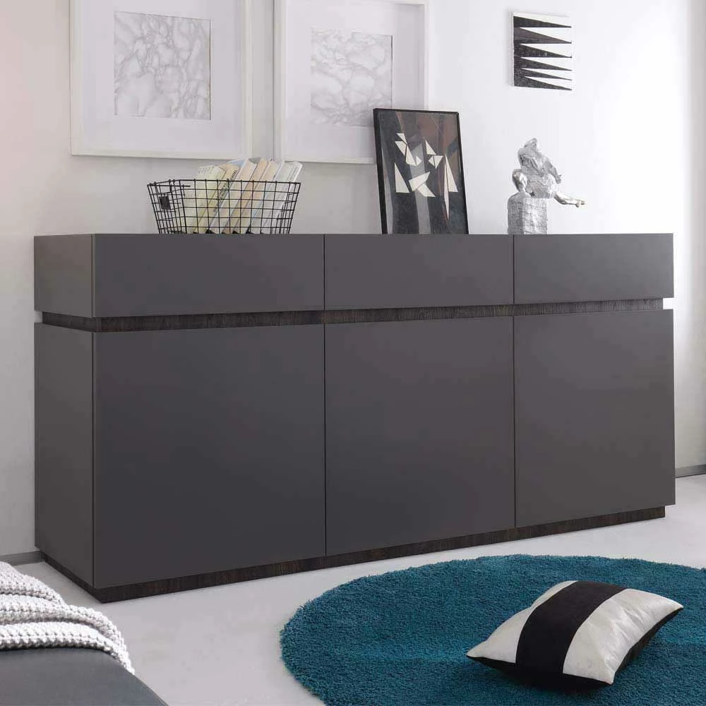 Schönes Sideboard in Anthrazit Wenge - Zialko Schönes Sideboard In Anthrazit Wenge - Zialko -Landuva Shop schoenes sideboard in anthrazit wenge mit sockelgestell zialko 01