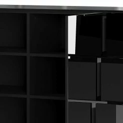 Schwarzes Sideboard Mit Glas-Beschichtung - Abid -Landuva Shop schwarzes sideboard mit glas beschichtung 4 schubladen 2 tueren abid 05