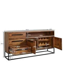 Sheesham Sideboard Mit Fach & 2 Türen & 3 Schubladen - Placer 6 Sheesham Sideboard Mit Fach & 2 Türen & 3 Schubladen - Placer -Landuva Shop sheesham sideboard mit fach 2 tueren 3 schubladen buegelgestell placer 04