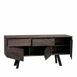 Sideboard Aus Massiver Eiche Rauchfarben Namac & Schwarzem Stahl -Landuva Shop sideboard aus massiver eiche rauchfarben schwarzem stahl namac 02