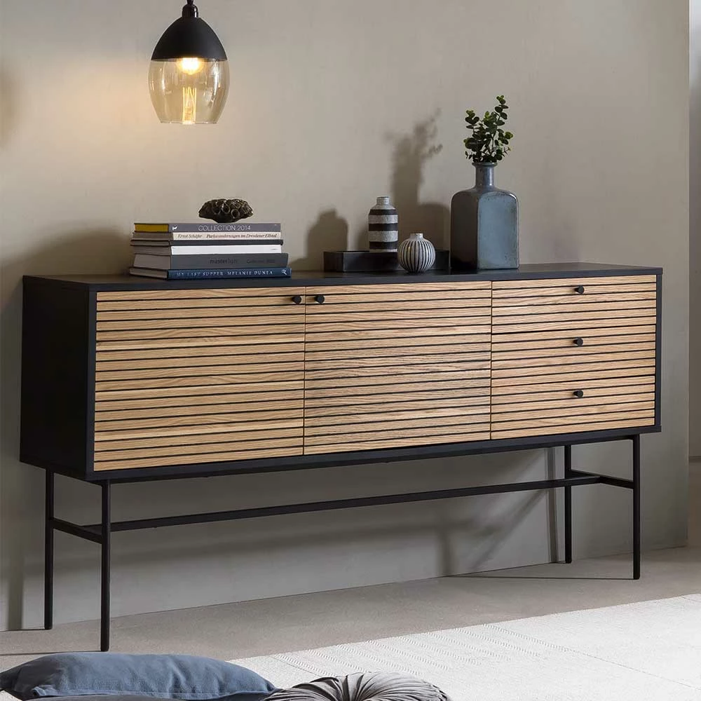 Sideboard im Skandinavischen Wohnstil - Varaba Sideboard Im Skandinavischen Wohnstil - Varaba -Landuva Shop sideboard im skandinavischen wohnstil in schwarz eiche furnier varaba 01