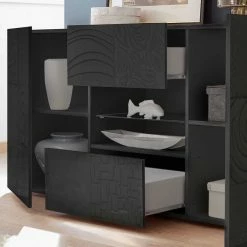 Sideboard In Anthrazit Glänzend Lackiert - Ipatal I 5 Sideboard In Anthrazit Glänzend Lackiert - Ipatal I -Landuva Shop sideboard in anthrazit glaenzend lackiert mit mustern bedruckt ipatal i 03