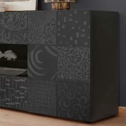 Sideboard In Anthrazit Glänzend Lackiert - Ipatal I 6 Sideboard In Anthrazit Glänzend Lackiert - Ipatal I -Landuva Shop sideboard in anthrazit glaenzend lackiert mit mustern bedruckt ipatal i 04