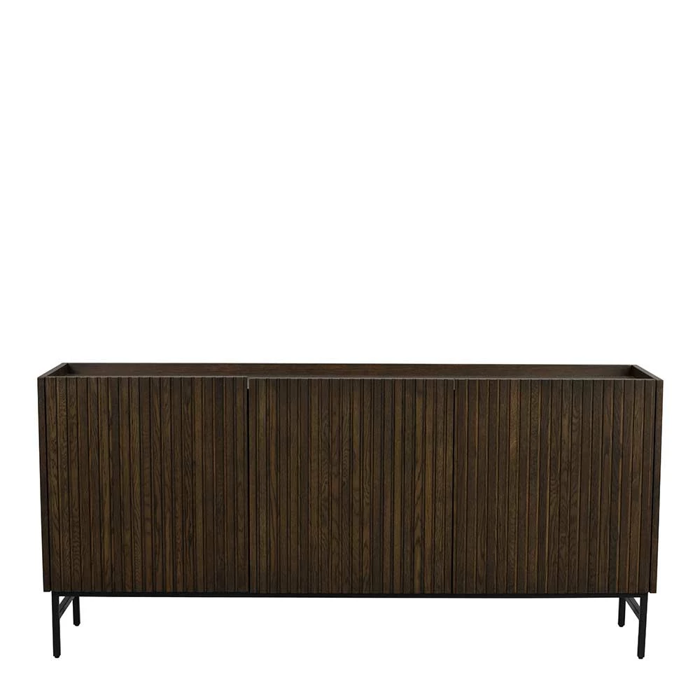 Sideboard in Eiche Dunkelbraun Furnier - Rubrin Sideboard In Eiche Dunkelbraun Furnier - Rubrin -Landuva Shop sideboard in eiche dunkelbraun furnier und schwarz mit drei tueren rubrin 02