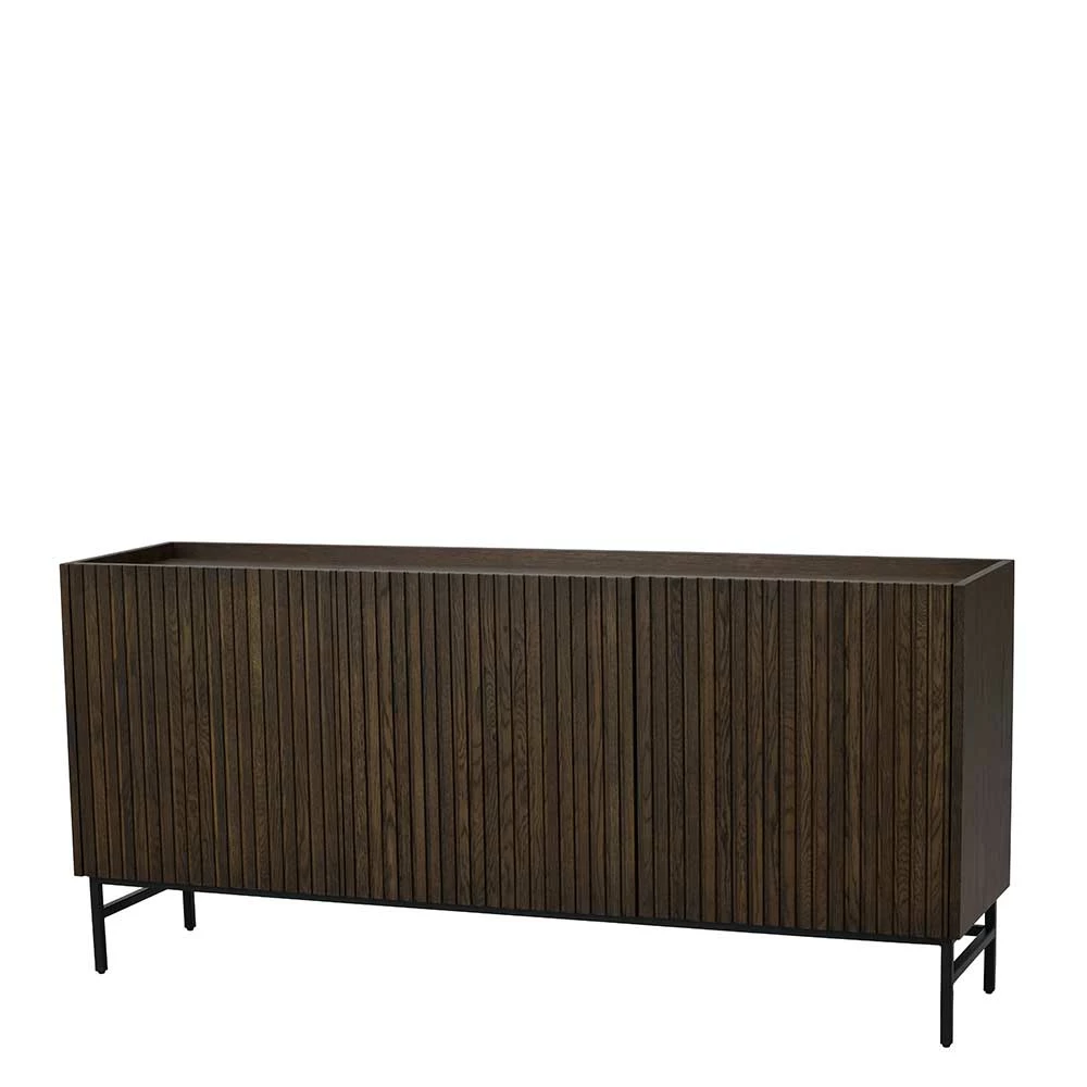 Sideboard in Eiche Dunkelbraun Furnier - Rubrin Sideboard In Eiche Dunkelbraun Furnier - Rubrin -Landuva Shop sideboard in eiche dunkelbraun furnier und schwarz mit drei tueren rubrin f