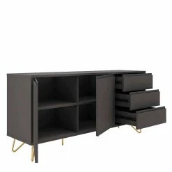 Sideboard In Grau & Gold - Tajibo -Landuva Shop sideboard in grau gold aus mdf mit metall hairpin legs kurz tajibo 03