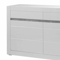Sideboard Mit 3 Gedämpften Türen Mextra In Weiß Hochglanz -Landuva Shop sideboard mit 3 gedaempften tueren in weiss hochglanz mit beton dekor mextra 03