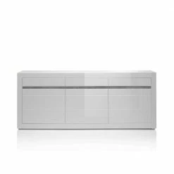 Sideboard Mit 3 Gedämpften Türen Mextra In Weiß Hochglanz -Landuva Shop sideboard mit 3 gedaempften tueren in weiss hochglanz mit beton dekor mextra 05