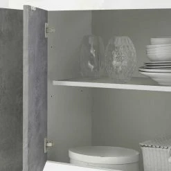 Sideboard Mit 4 Türen In Beton Optik - Narandu -Landuva Shop sideboard mit 4 tueren in beton optik mit hochglanz weiss narandu 04