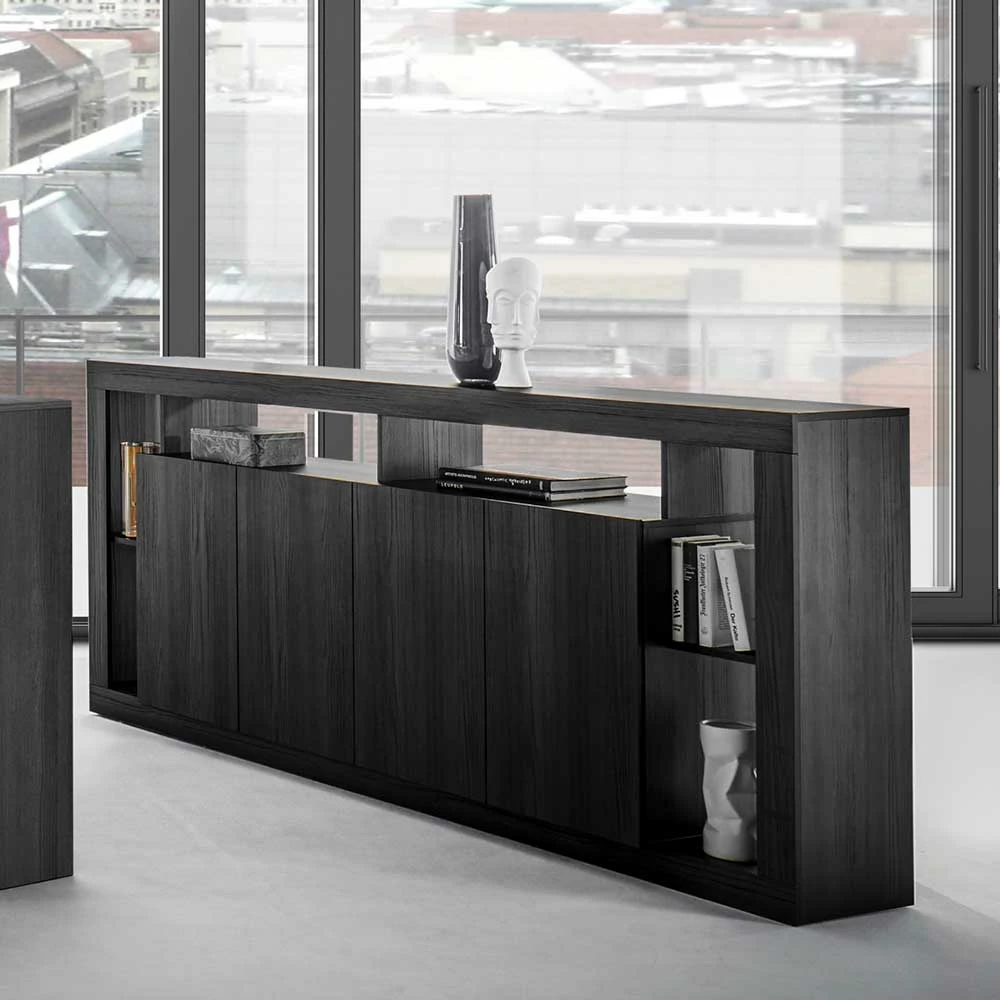 Sideboard mit 6 Fächern & 4 Türen - Bihar Sideboard Mit 6 Fächern & 4 Türen - Bihar -Landuva Shop sideboard mit 6 faechern 4 tueren in schwarz holzstruktur optik bihar 04