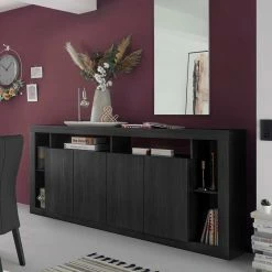 Sideboard Mit 6 Fächern & 4 Türen - Bihar 6 Sideboard Mit 6 Fächern & 4 Türen - Bihar -Landuva Shop sideboard mit 6 faechern 4 tueren in schwarz holzstruktur optik bihar 05