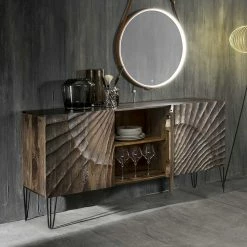 Sideboard Mit Dekorativer Front Schnitzerei - Silecta 5 Sideboard Mit Dekorativer Front Schnitzerei - Silecta -Landuva Shop sideboard mit dekorativer front schnitzerei aus massivholz mit metallbeinen silecta 03