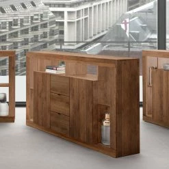 Sideboard Mit Drei Schubladen & Sechs Fächern - Cosmonata -Landuva Shop sideboard mit drei schubladen sechs faechern zwei tueren holzoptik braun cosmonata 03