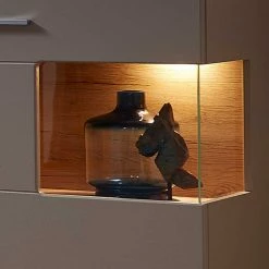 Sideboard Mit Glaseinsätzen & LED Licht - Fraguca -Landuva Shop sideboard mit glaseinsaetzen led licht in grau eiche holzdekor fraguca 05