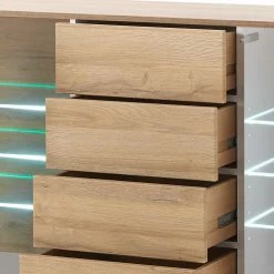 Sideboard Mit Glastüren & Vier Schubladen - Dailin 7 Sideboard Mit Glastüren & Vier Schubladen - Dailin -Landuva Shop sideboard mit glastueren vier schubladen in weiss hg wildeiche dekor dailin 05