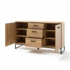 Sideboard Mit Schwarzem Bügelgestell Offen - Truvisas 4 Sideboard Mit Schwarzem Bügelgestell Offen - Truvisas -Landuva Shop sideboard mit schwarzem buegelgestell offen wildeiche nachbildung truvisas 02